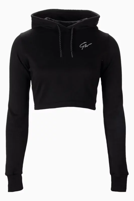 Pixley Crop Top Hoodie - Sort – L