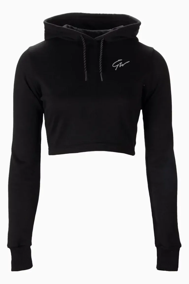 Pixley Crop Top Hoodie - Sort – L