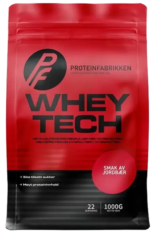 Proteinfabrikken Whey Tech Protein - 1000g â Strawberry