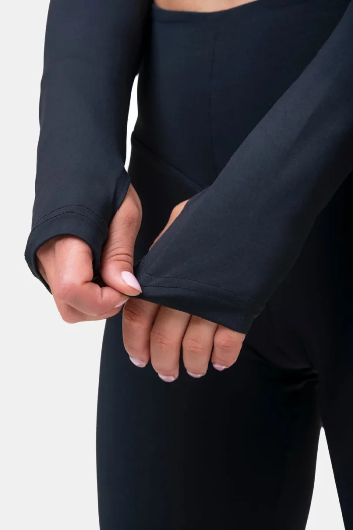 na585bk_4 Long Sleeve Thumbhole Sporty Crop Top - Bilde 4