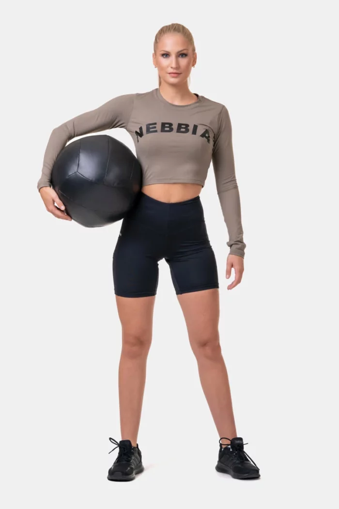 na585ma_4 Long Sleeve Thumbhole Sporty Crop Top - Bilde 11
