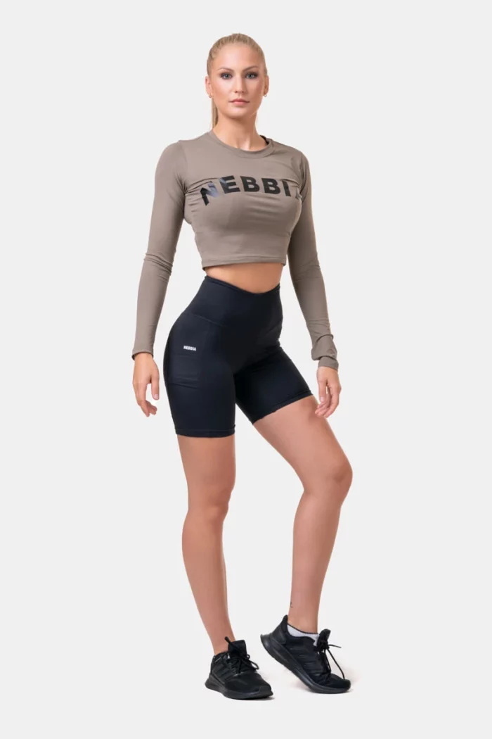 na585ma_6 Long Sleeve Thumbhole Sporty Crop Top - Bilde 13