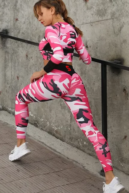 Sporty Thin Camouflage Tights â Catchy Pink â XL