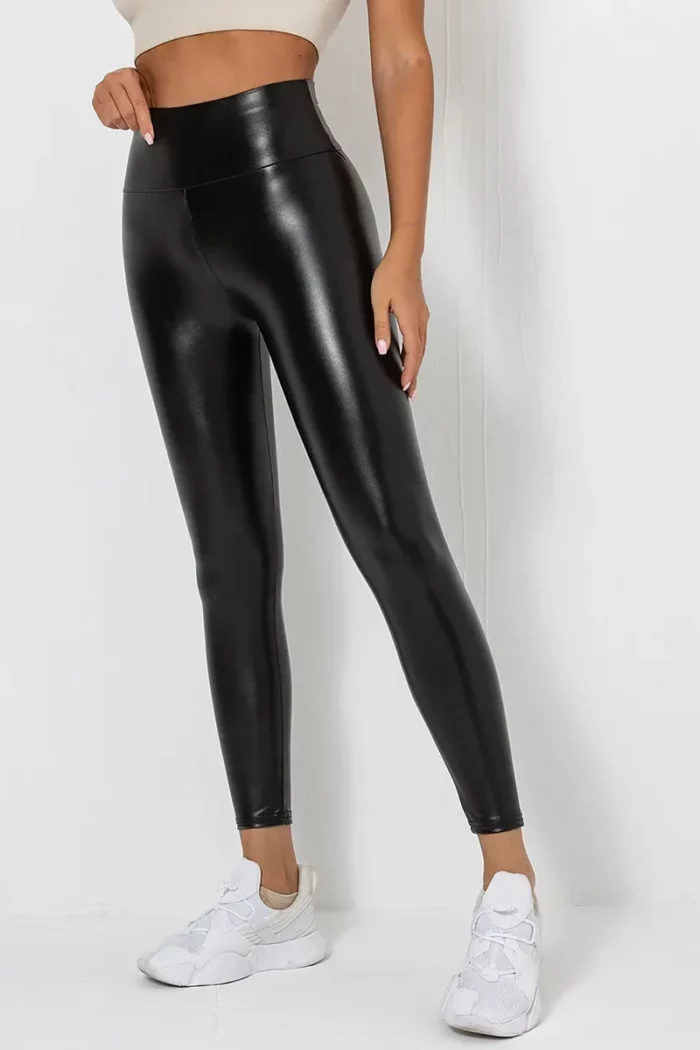 Sporty PU Leather Leggings - Bilde 6