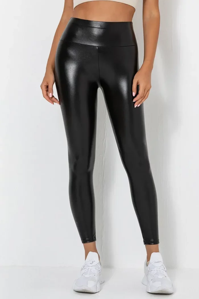 Sporty PU Leather Leggings - Bilde 3