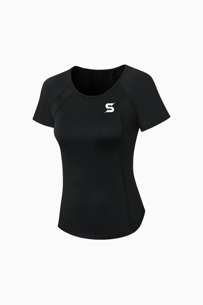 Sporty Stretchy Workout T-shirt – Black – M