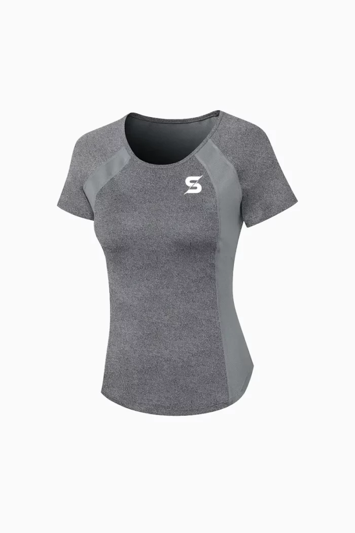 Sporty Stretchy Workout T-shirt – Grey – M