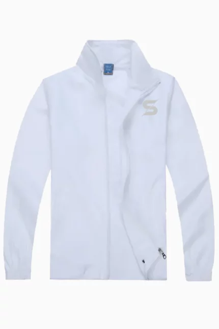 Sporty Windbreaker Jacket Unisex â White â XL