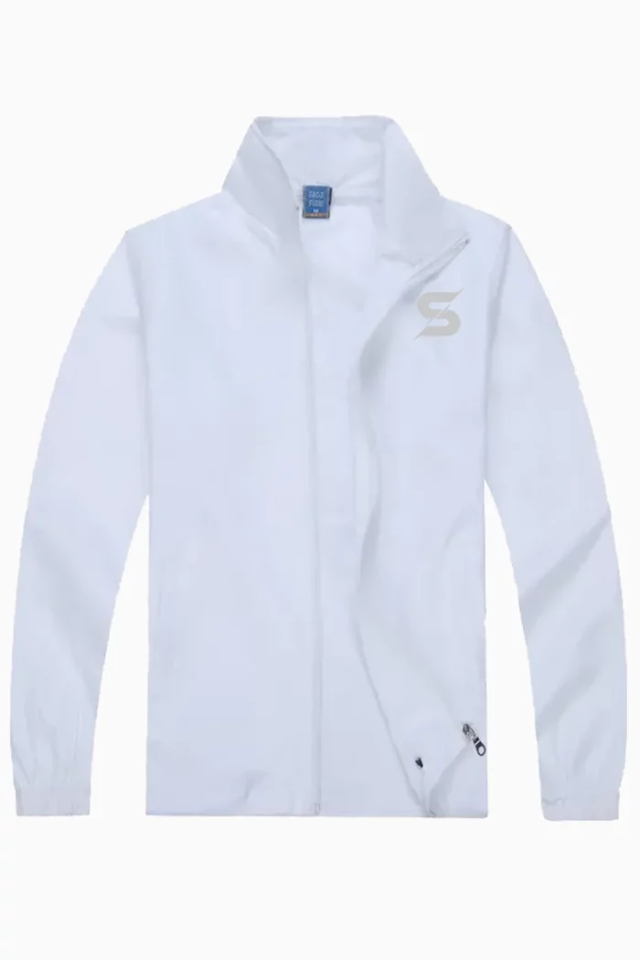 Sporty Windbreaker Jacket Unisex – White – XL