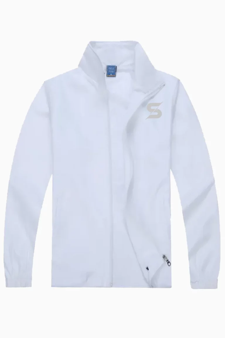 Sporty Windbreaker Jacket Unisex – White – XL