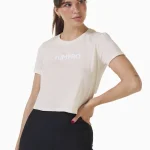 Downtown Logo Crop Tee Off White - Størrelse XS