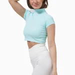 Perfect Rib Crop Tee Turtleneck Turquiose