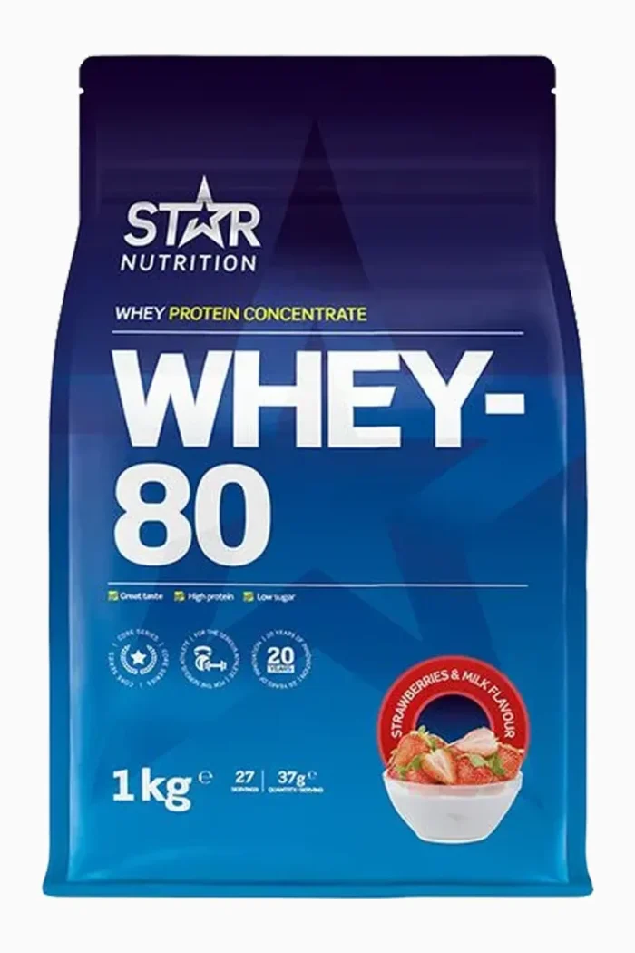 Star Nutrition Whey-80 Protein - 1kg – Strawberry & Milk