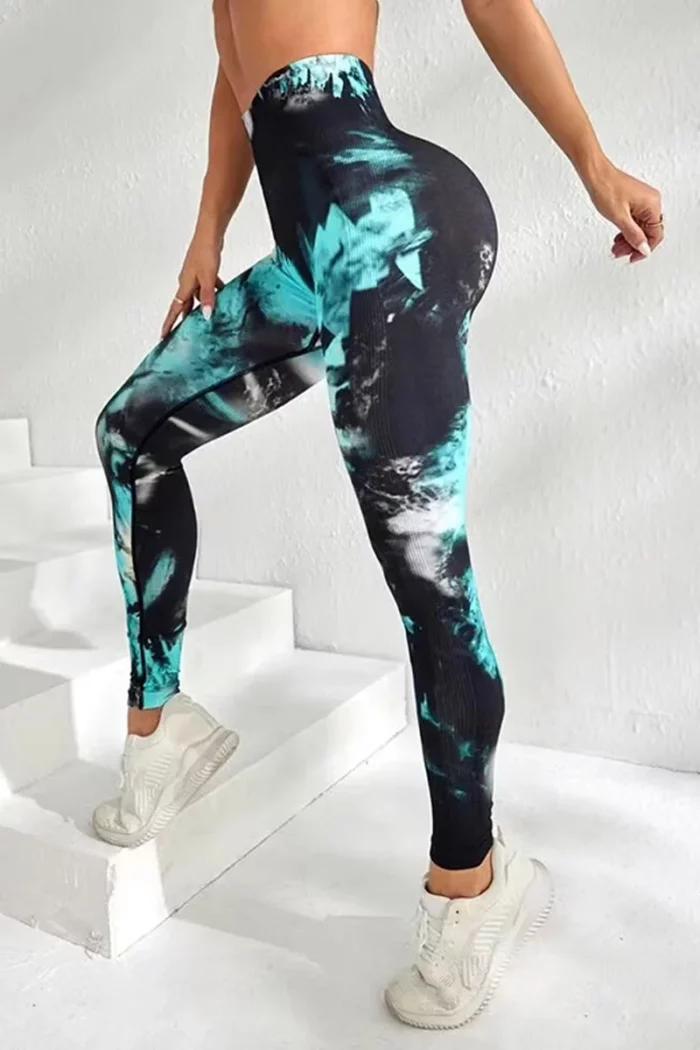 Sporty Tie-Dye Peach Leggings - Bilde 2
