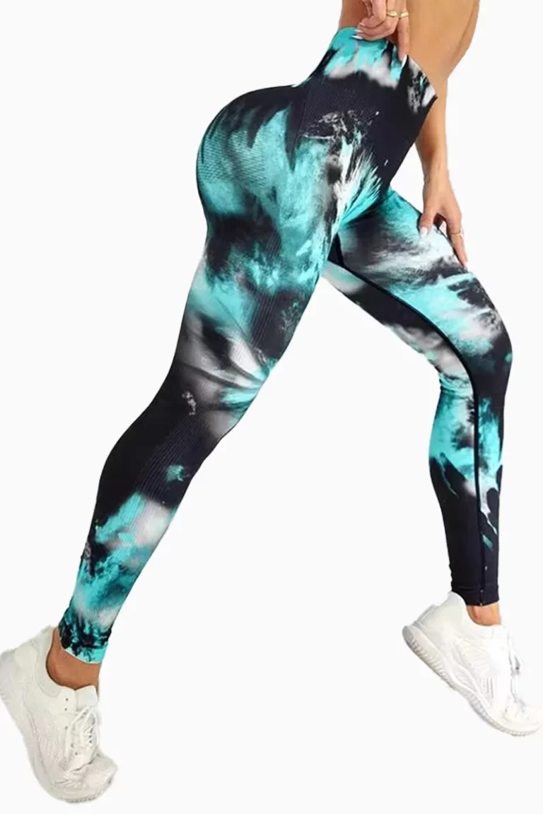 Sporty Tie-Dye Peach Leggings – L