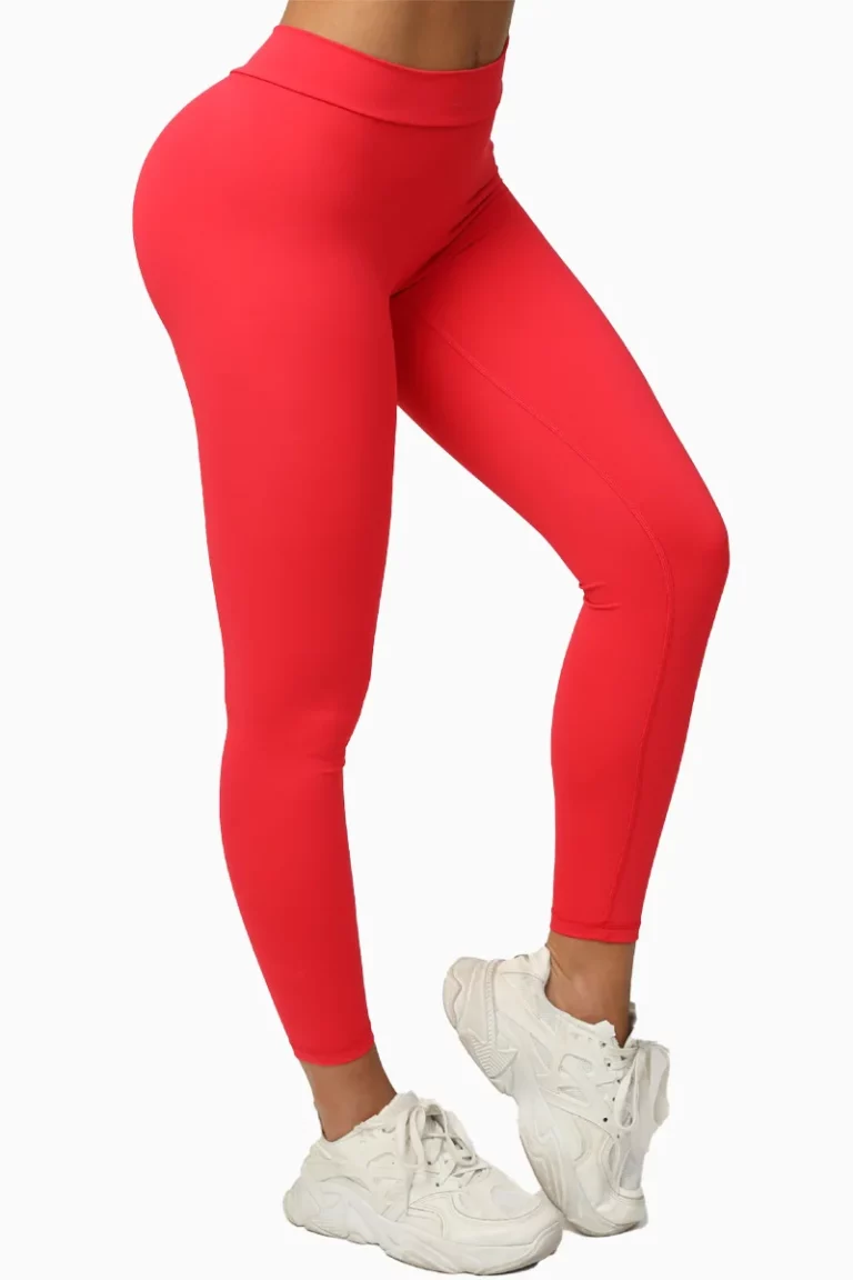 Sporty V-Cut Scrunch Leggings – L – Red
