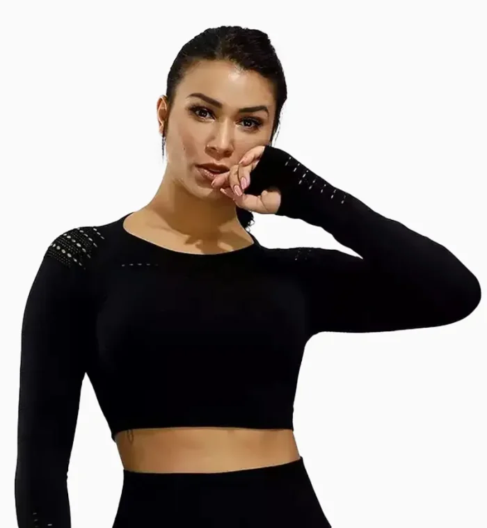 Impact Cropped Long Sleeve – Black – L