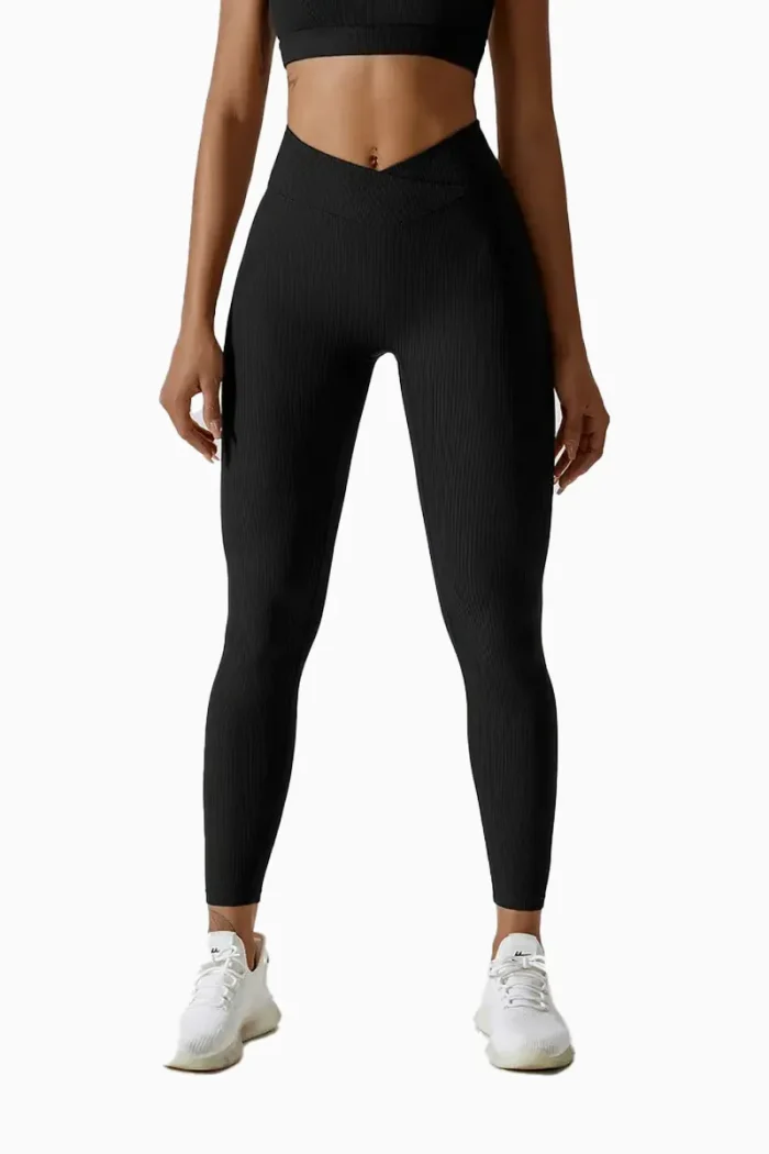 Ribbed Crossover Tights – Black – L Ribbed Crossover Tights – Black – L