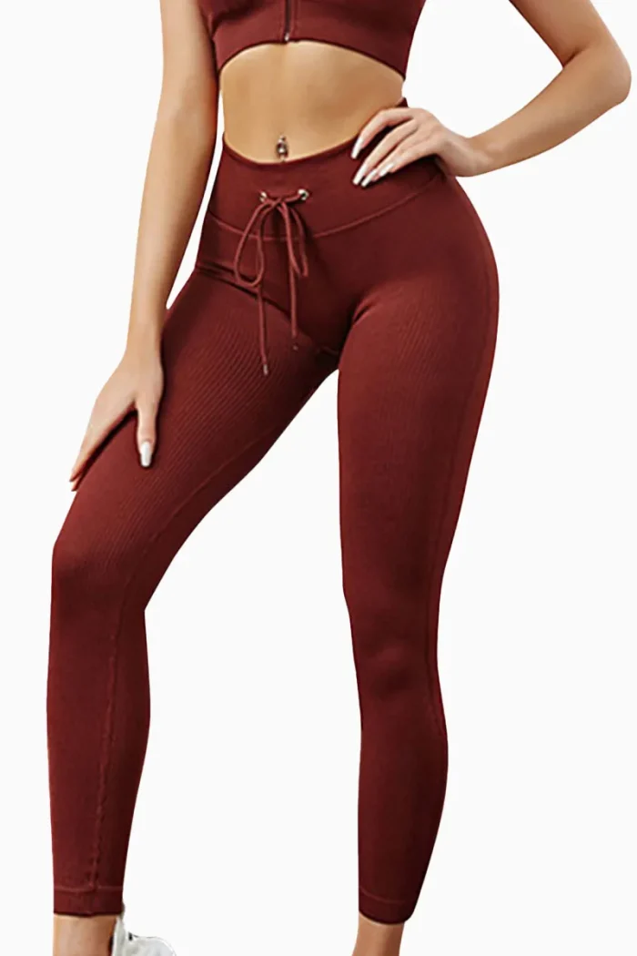 Shine Drawstring Tights – Dark Red – L Shine Drawstring Tights – Dark Red – L