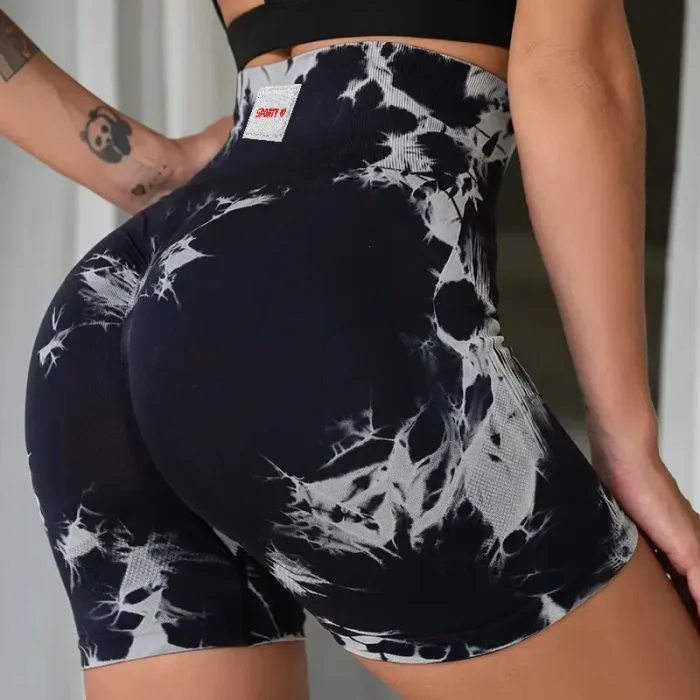 Tie Dye Scrunch Shorts – Black – XS