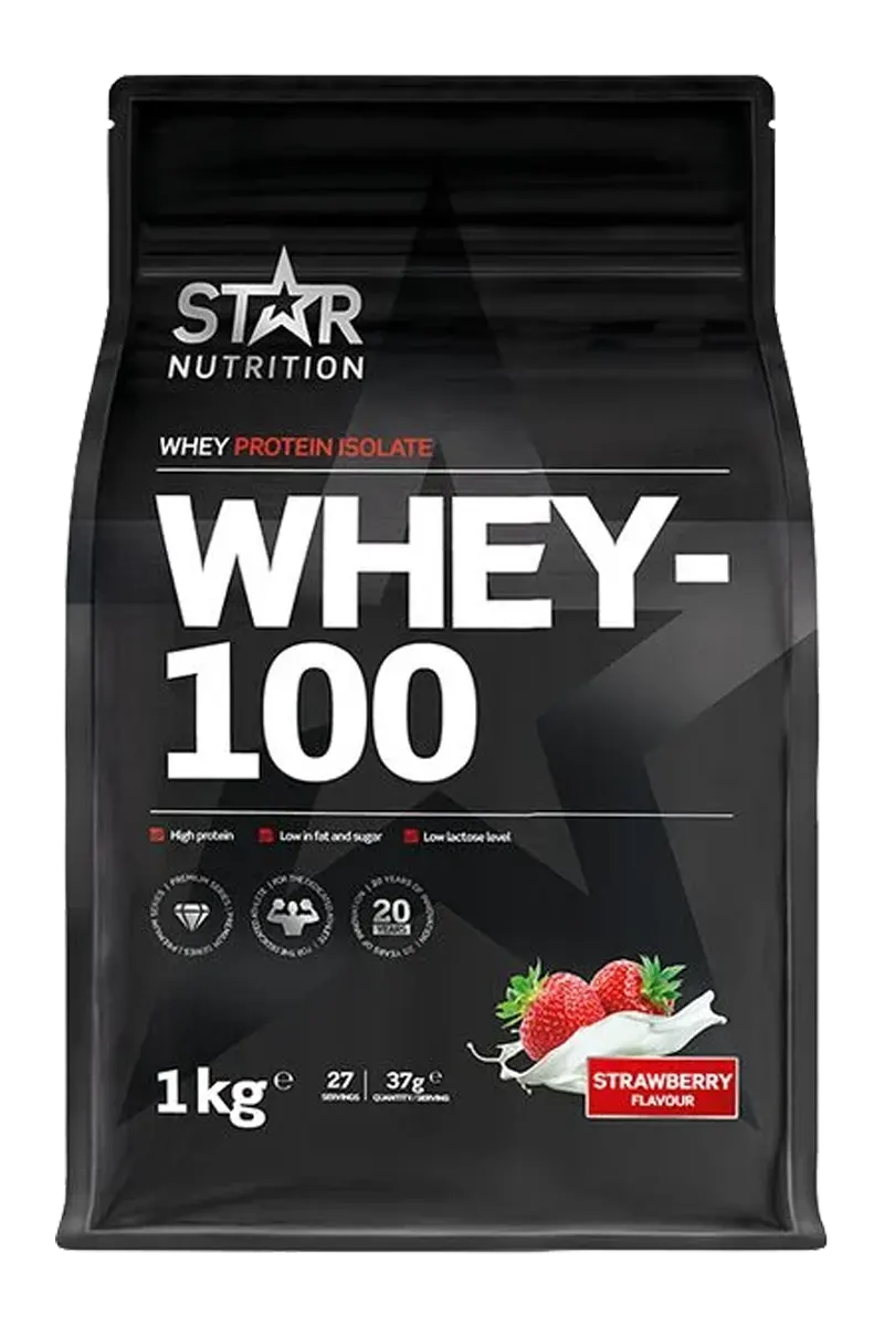 Bilde av Star Nutrition Whey 100, myseproteinisolat STRAWBERRY