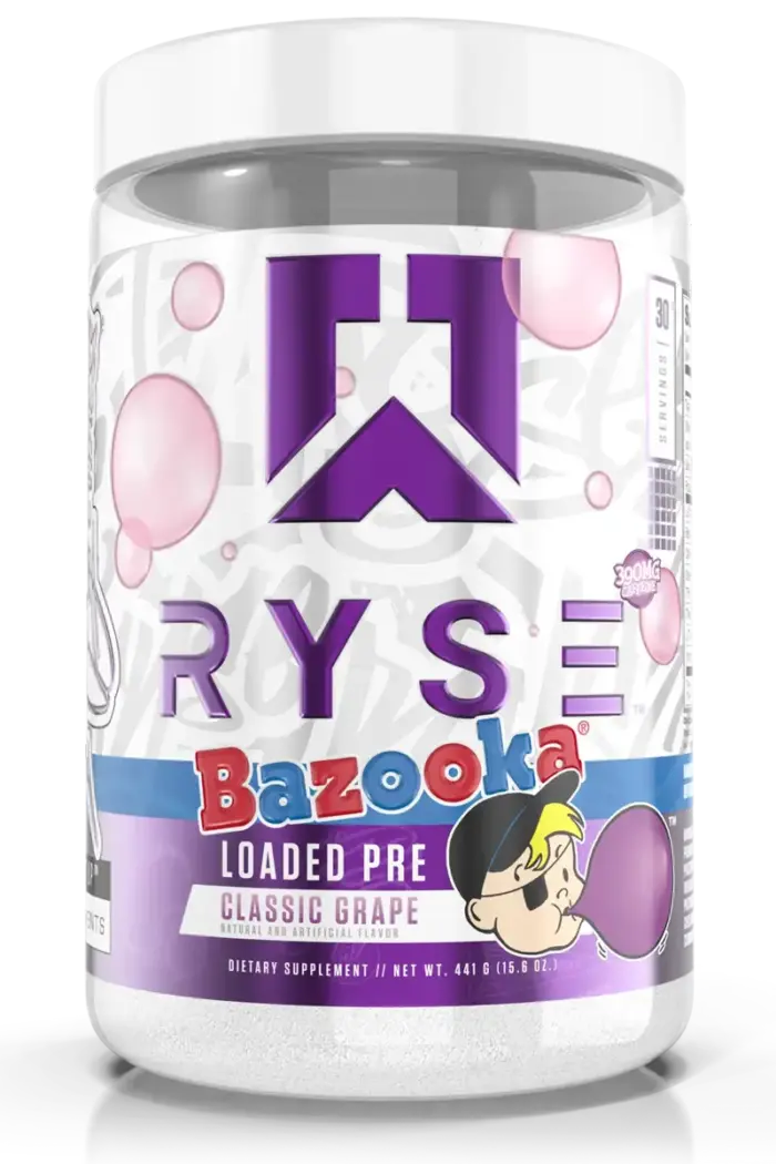 RYSE Loaded Pre-Workout - 393g/441g – Bazooka Classic Grape RYSE Loaded Pre-Workout - 393g/441g – Bazooka Classic Grape