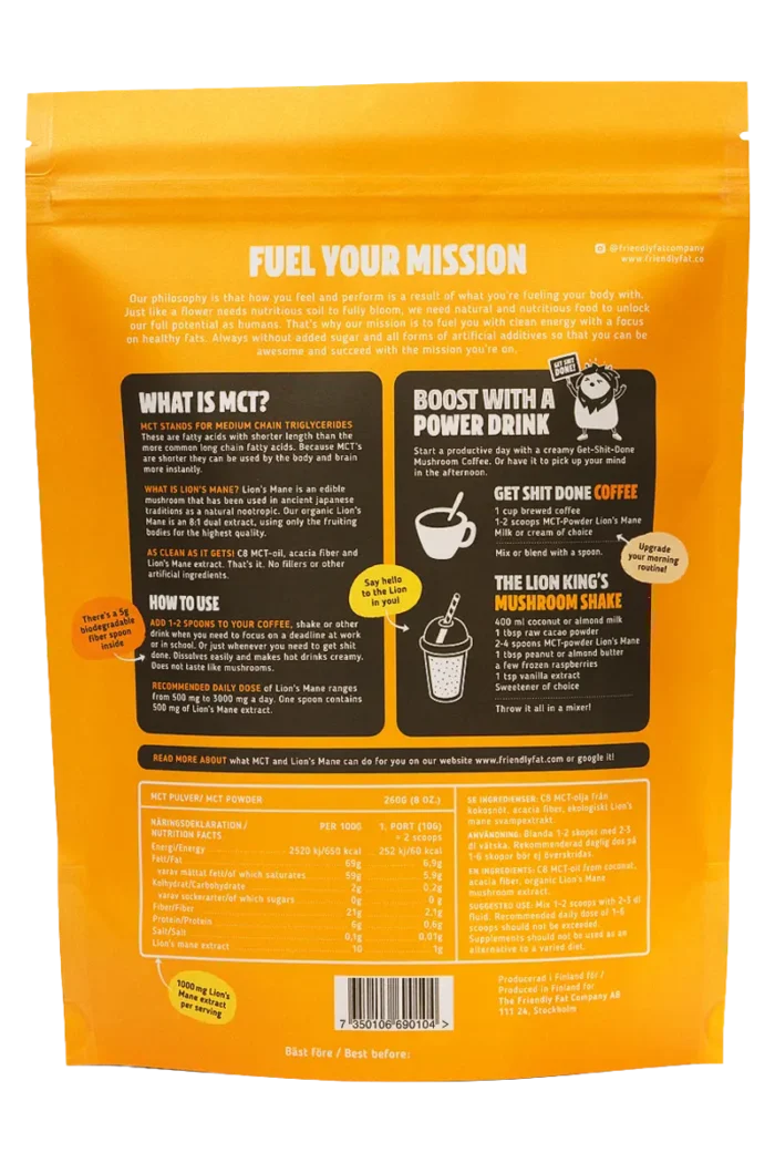 MCT Powder Lion's Mane - 260g - Bilde 2