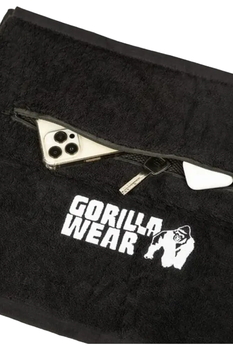 Zip Pocket Gym Towel - Black