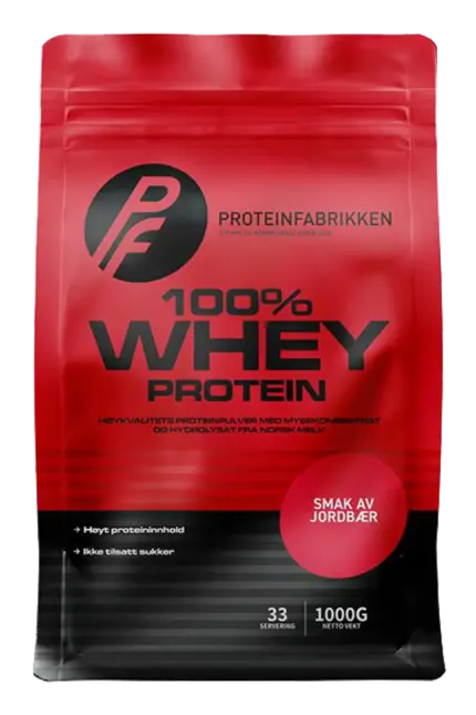 PF 100% Whey Protein - 1000g â JordbĂŠr
