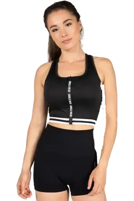 GW Mesa Zip Front Crop Top - Black – L