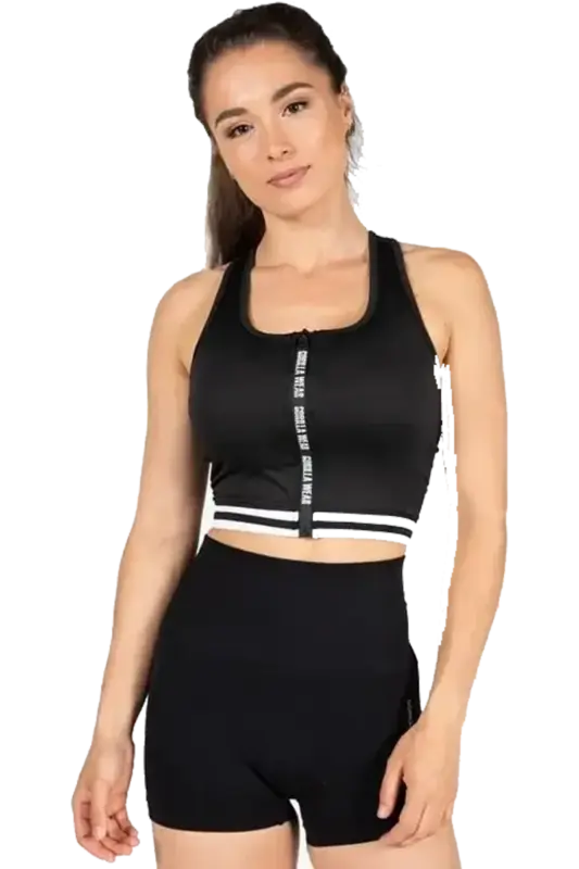 GW Mesa Zip Front Crop Top - Black – L