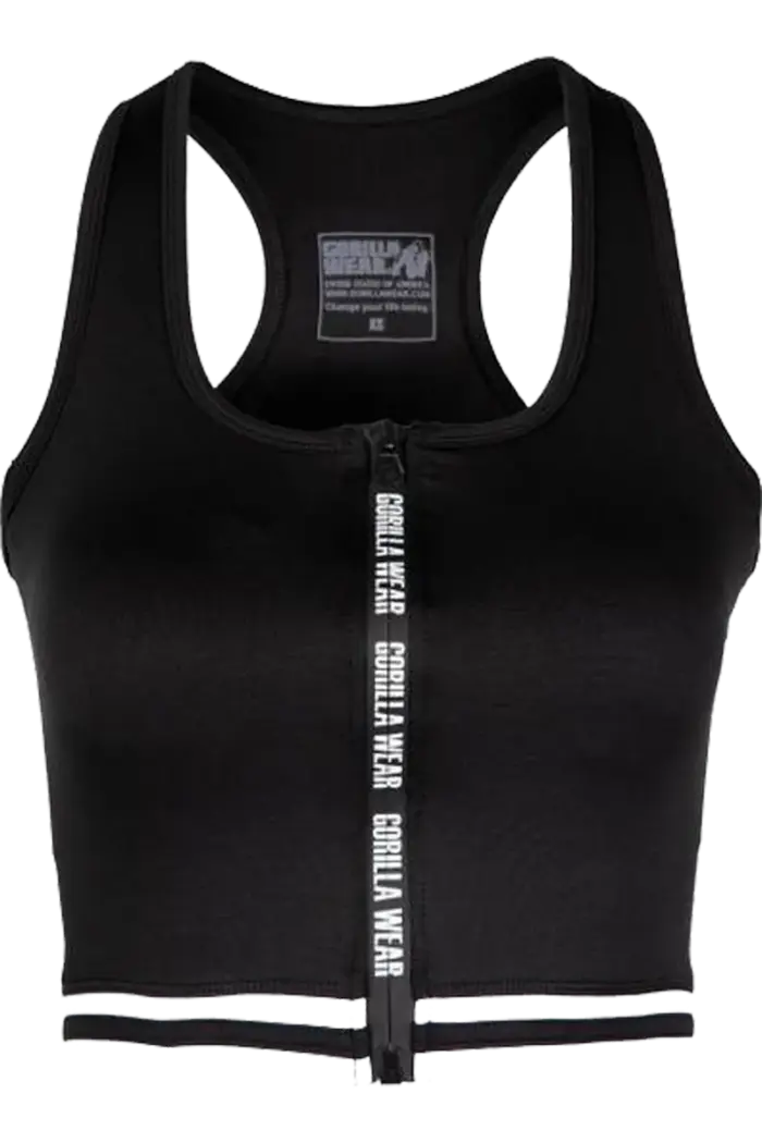 gwmzfctbk_2 GW Mesa Zip Front Crop Top - Black - Bilde 2