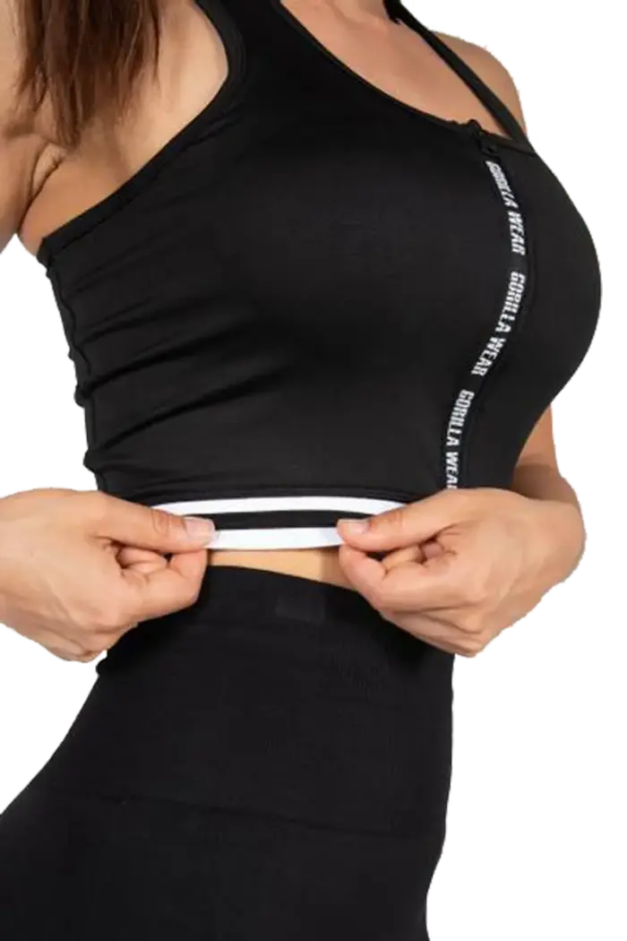 gwmzfctbk_8 GW Mesa Zip Front Crop Top - Black - Bilde 7
