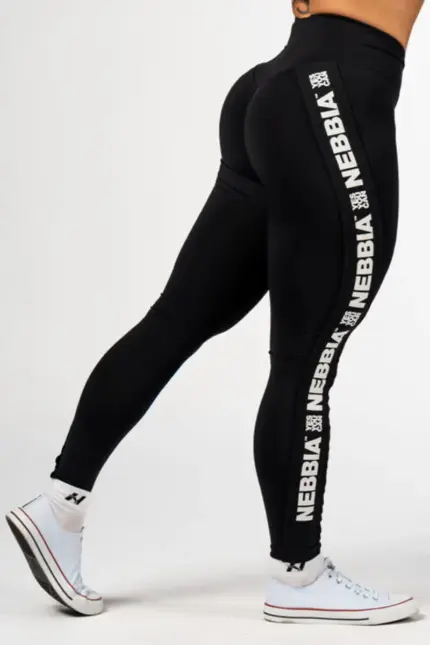 High Waisted Side Stripe Leggings ICONIC - Black â L