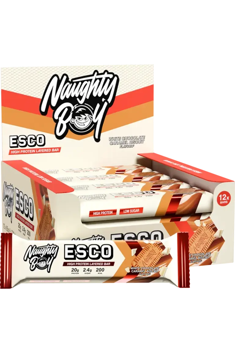 Naughty Boy ESCO Bar - 65g – White Chocolate Caramel Biscuit