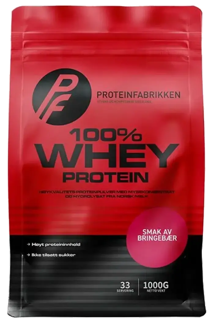 PF 100% Whey Protein - 1000g – Bringebær