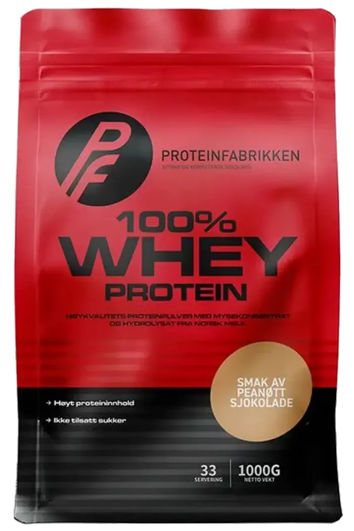 PF 100% Whey Protein - 1000g – Peanøtt Sjokolade
