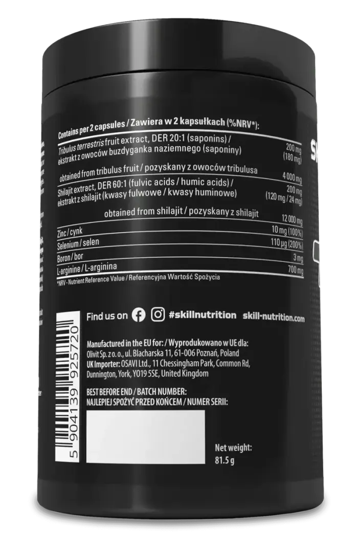 Tribulus + Shilajit - 120 veganske kapsler