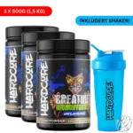 3x Hardcore Creatine Monohydrate 500g + Shaker