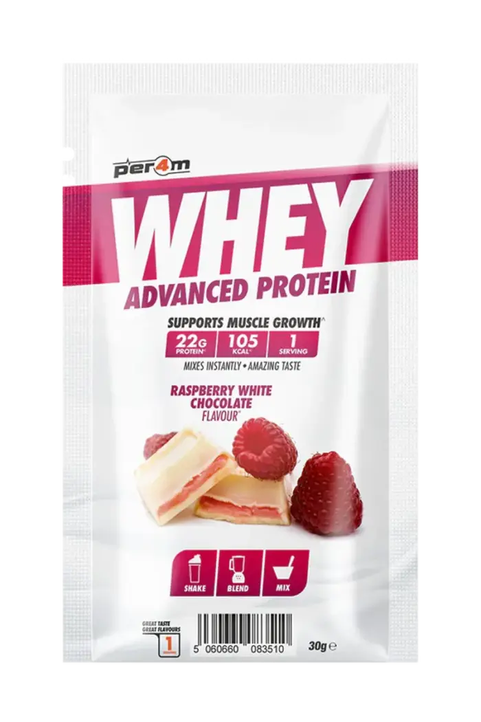 Per4m Whey Advanced Protein - 30g Porsjonspose – Raspberry White Chocolate