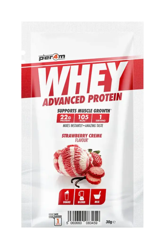 Per4m Whey Advanced Protein - 30g Porsjonspose – Strawberry Creme