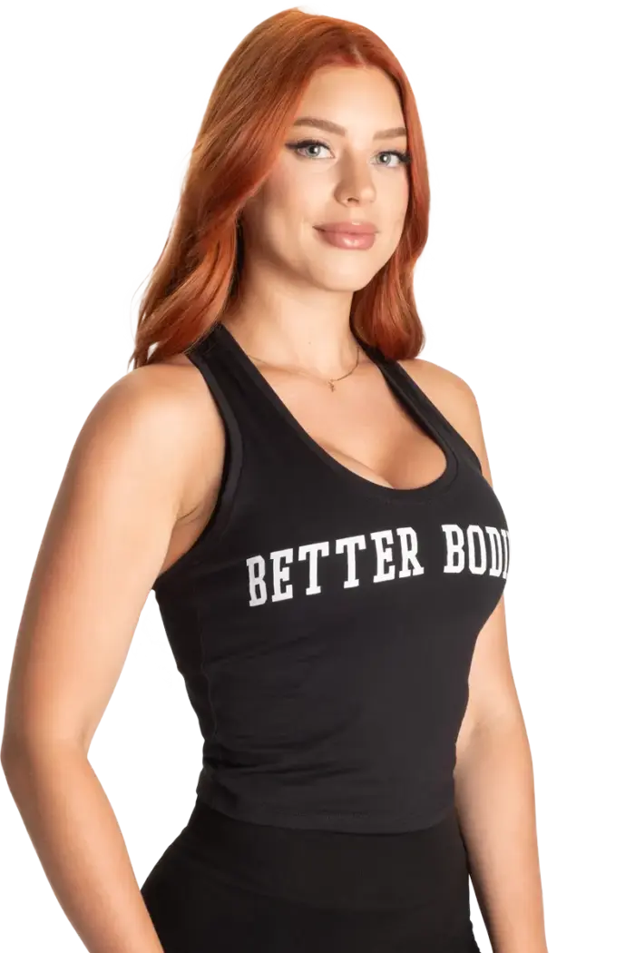 bbctbbkwe_1 Better Bodies Crop T-Back - Black/White - Bilde 1