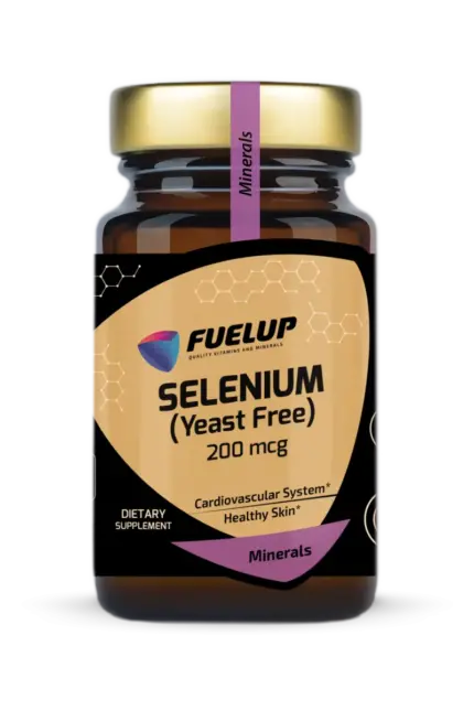Selenium 200 mcg tilskudd – 100 gjær-frie tabletter fra Fuel Up for antioksidant og hjerte-kar støtte