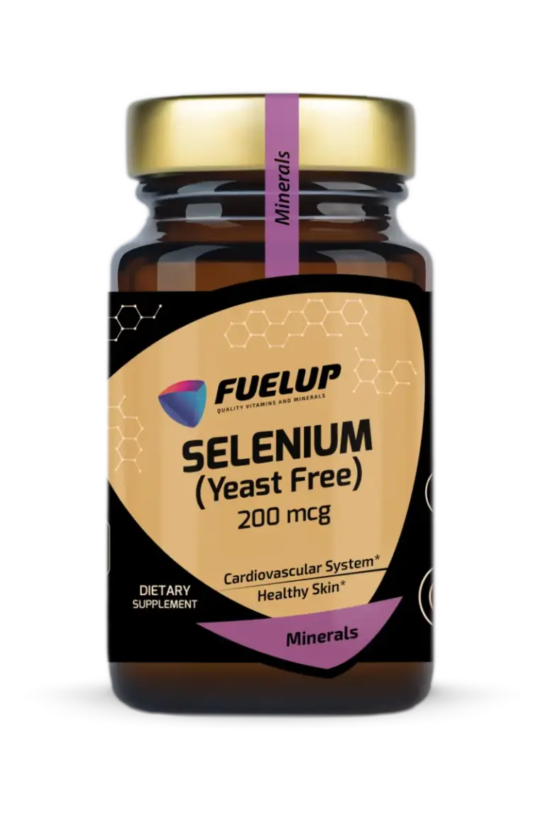 Selenium 200 mcg tilskudd – 100 gjær-frie tabletter fra Fuel Up for antioksidant og hjerte-kar støtte