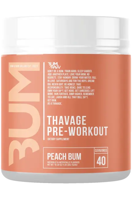 RAW Thavage Pre-Workout - 516g Peach Bum PWO - Pre Workout
