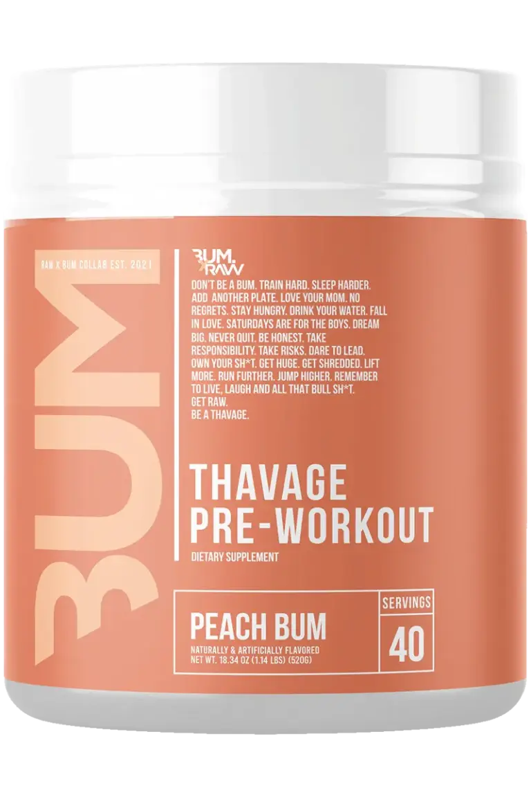 RAW Thavage Pre-Workout - 516g Peach Bum PWO - Pre Workout